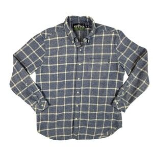 The Nutter By Chubbies Mens Plaid Flannel Button Up Shirt XLarge Blue White